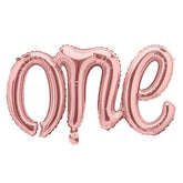 Rose Gold One Script Foil Balloons - The Party Room